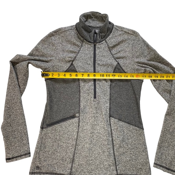 Athleta Pull Over Half Zip Womens Size S Olompali Gray Thumbholes Heathered Top - Picture 8 of 14